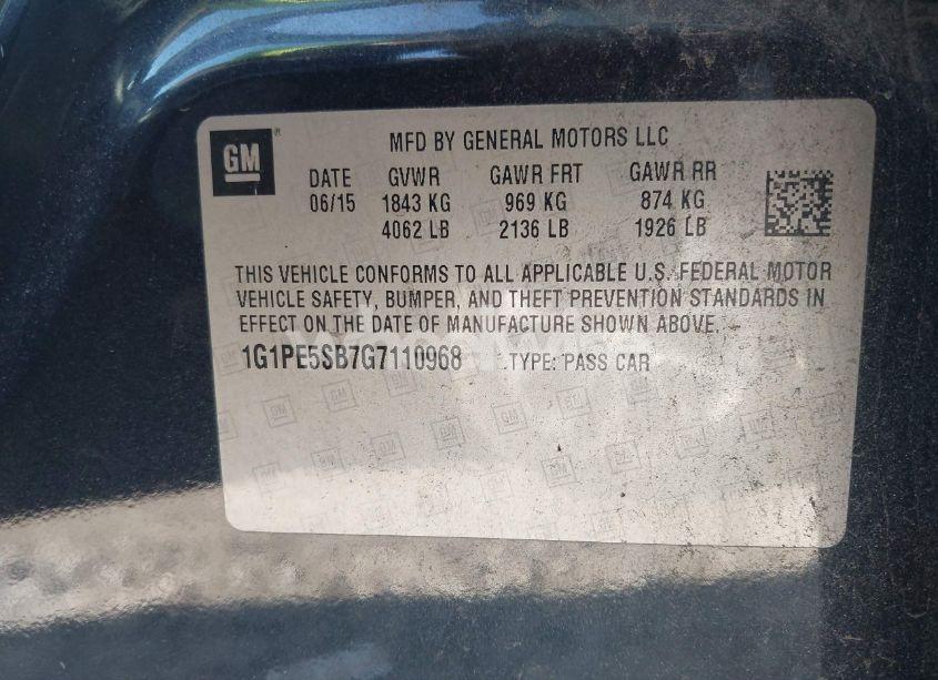 Photo 9 of 2016 Chevrolet Cruze LIMITED 1LT AUTO (VIN 1G1PE5SB7G7110968)