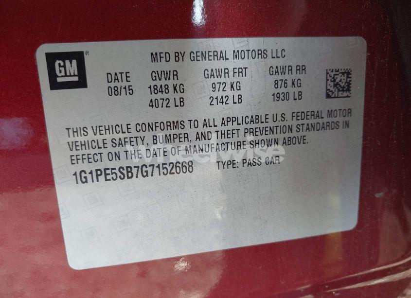Photo 9 of 2016 Chevrolet Cruze LIMITED 1LT AUTO (VIN 1G1PE5SB7G7152668)