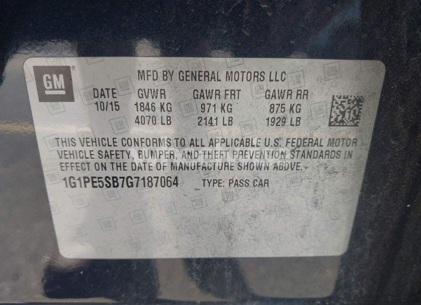 Photo 9 of 2016 Chevrolet Cruze LIMITED 1LT AUTO (VIN 1G1PE5SB7G7187064)