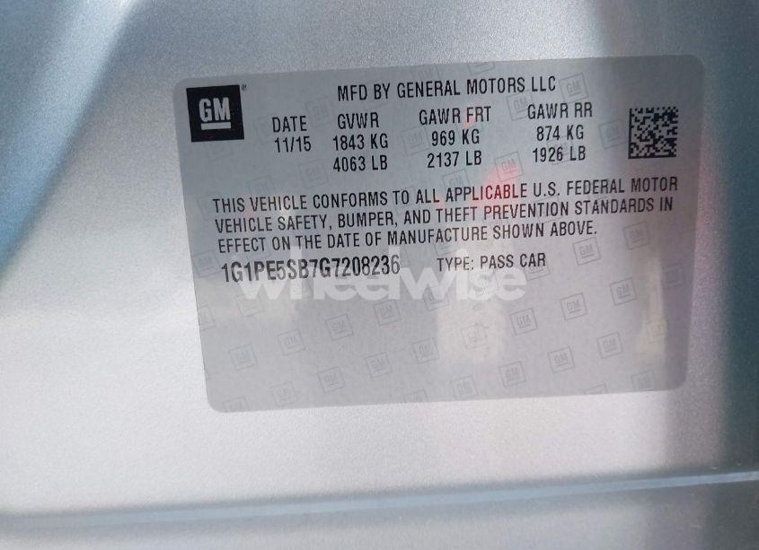 Photo 9 of 2016 Chevrolet Cruze LIMITED 1LT AUTO (VIN 1G1PE5SB7G7208236)