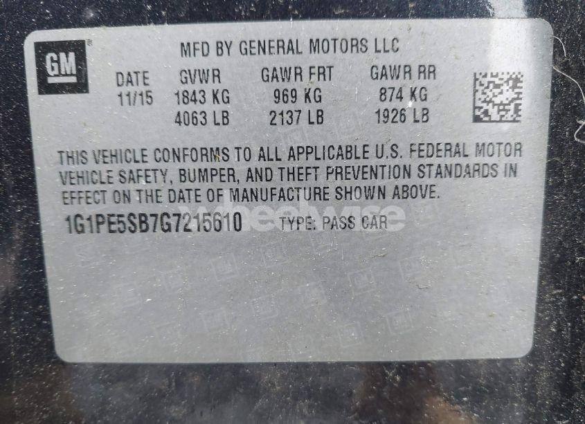 Photo 9 of 2016 Chevrolet Cruze LIMITED 1LT AUTO (VIN 1G1PE5SB7G7215610)