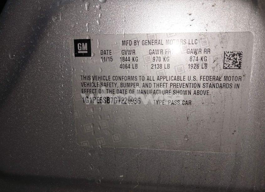 Photo 9 of 2016 Chevrolet Cruze LIMITED 1LT AUTO (VIN 1G1PE5SB7G7220936)