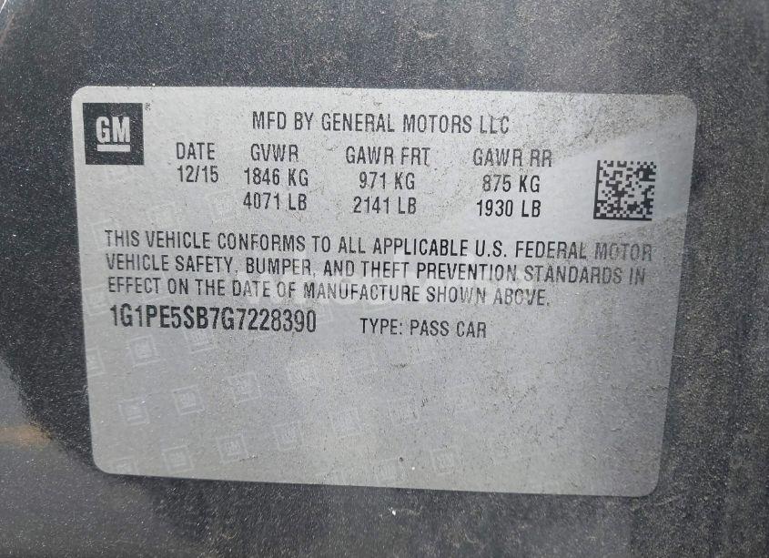 Photo 9 of 2016 Chevrolet Cruze LIMITED 1LT AUTO (VIN 1G1PE5SB7G7228390)