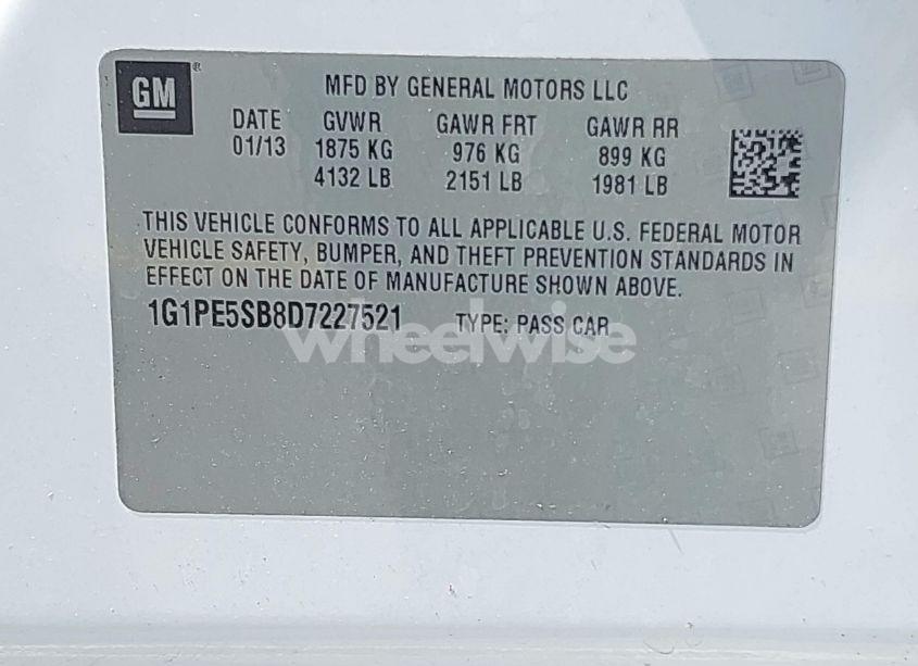 Photo 9 of 2013 Chevrolet Cruze 2LT AUTO (VIN 1G1PE5SB8D7227521)