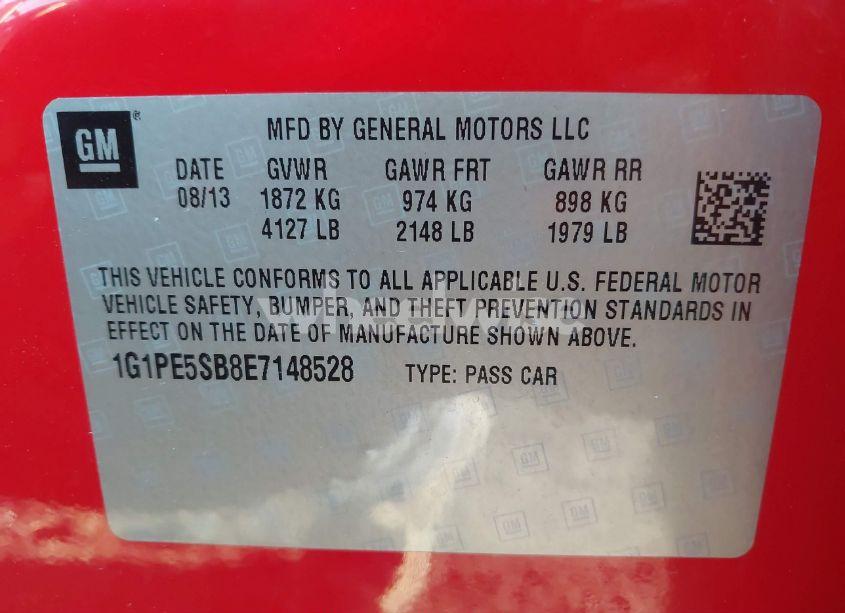 Photo 9 of 2014 Chevrolet Cruze 2LT AUTO (VIN 1G1PE5SB8E7148528)