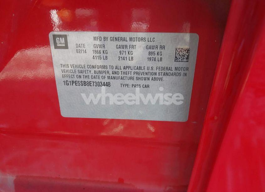 Photo 9 of 2014 Chevrolet Cruze 2LT AUTO (VIN 1G1PE5SB8E7303448)