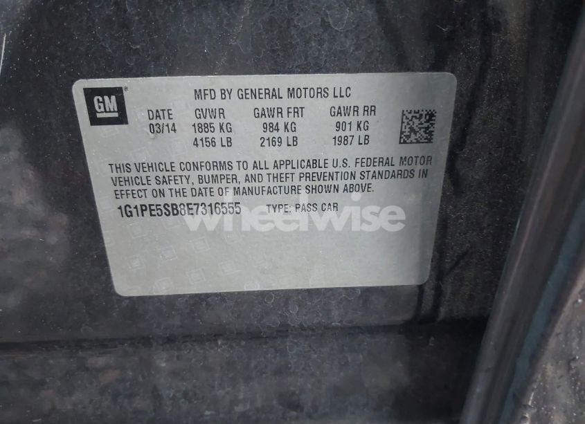 Photo 9 of 2014 Chevrolet Cruze 2LT AUTO (VIN 1G1PE5SB8E7316555)