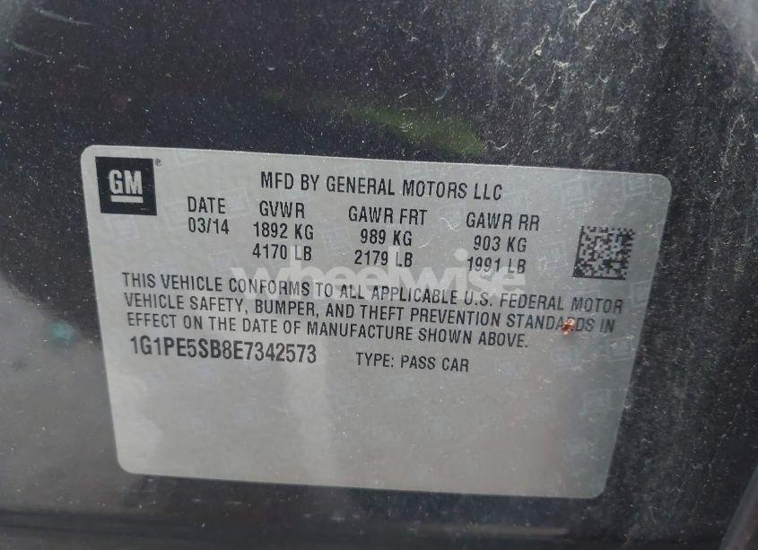 Photo 9 of 2014 Chevrolet Cruze 2LT AUTO (VIN 1G1PE5SB8E7342573)