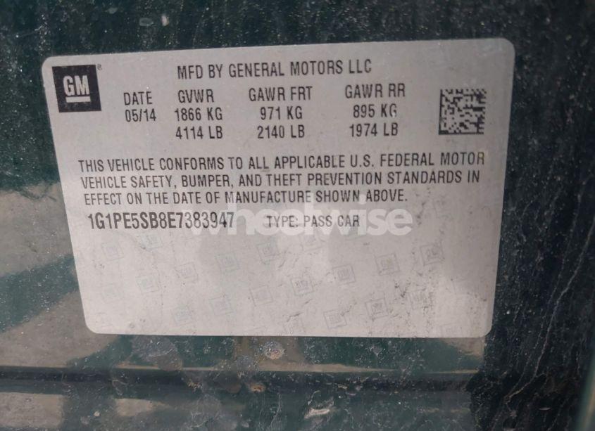 Photo 9 of 2014 Chevrolet Cruze 2LT AUTO (VIN 1G1PE5SB8E7383947)