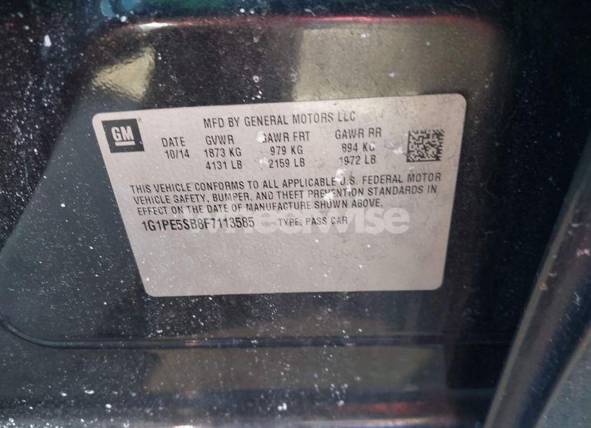 Photo 9 of 2015 Chevrolet Cruze 2LT AUTO (VIN 1G1PE5SB8F7113585)