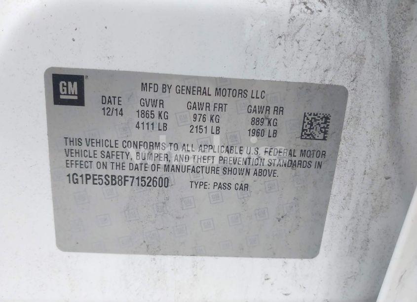 Photo 9 of 2015 Chevrolet Cruze 2LT AUTO (VIN 1G1PE5SB8F7152600)