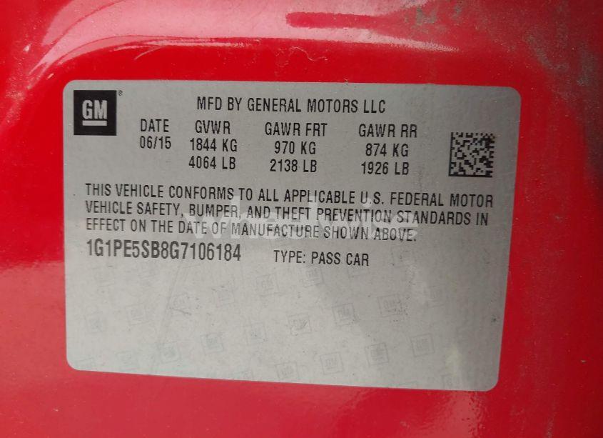 Photo 9 of 2016 Chevrolet Cruze LIMITED 1LT AUTO (VIN 1G1PE5SB8G7106184)