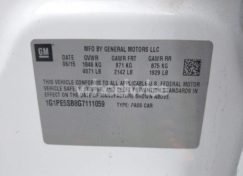 Photo 9 of 2016 Chevrolet Cruze LIMITED 1LT AUTO (VIN 1G1PE5SB8G7111059)