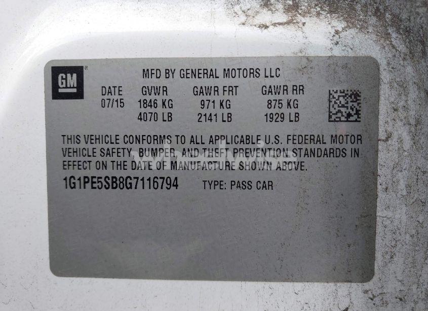 Photo 9 of 2016 Chevrolet Cruze LIMITED 1LT AUTO (VIN 1G1PE5SB8G7116794)