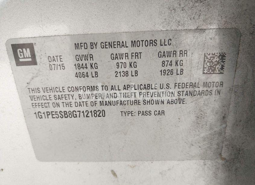 Photo 9 of 2016 Chevrolet Cruze LIMITED 1LT AUTO (VIN 1G1PE5SB8G7121820)