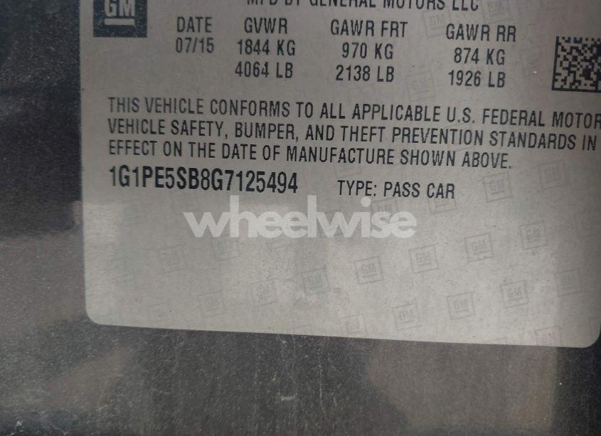 Photo 9 of 2016 Chevrolet Cruze LIMITED 1LT AUTO (VIN 1G1PE5SB8G7125494)