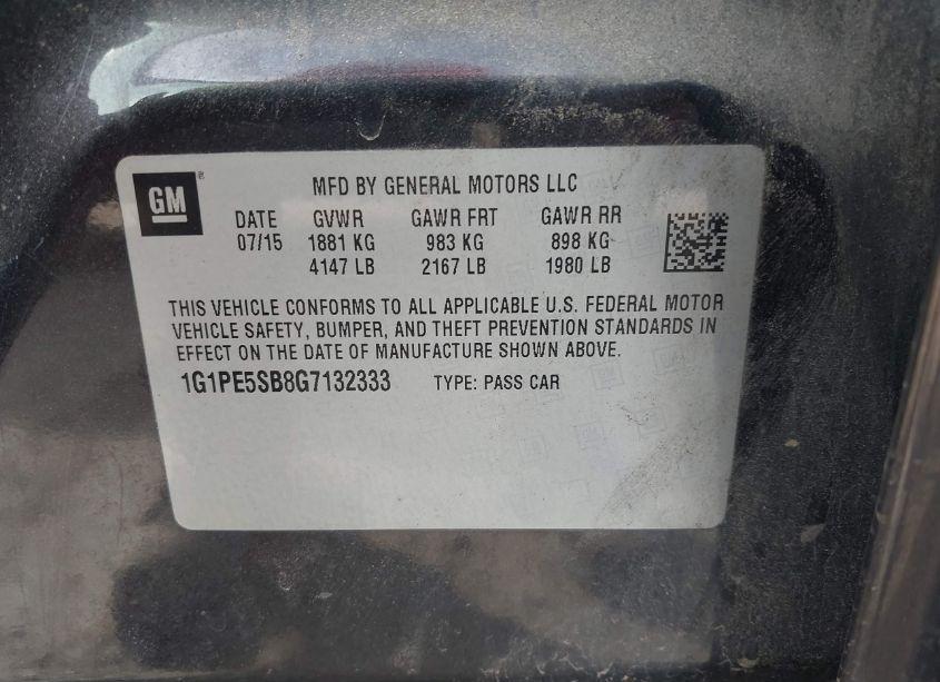Photo 9 of 2016 Chevrolet Cruze LIMITED 1LT AUTO (VIN 1G1PE5SB8G7132333)