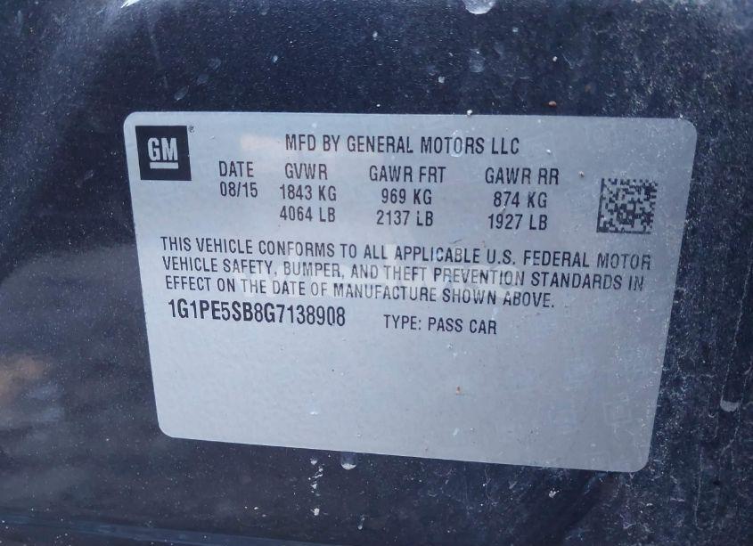 Photo 9 of 2016 Chevrolet Cruze LIMITED 1LT AUTO (VIN 1G1PE5SB8G7138908)