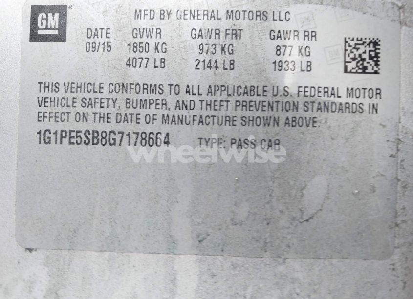 Photo 9 of 2016 Chevrolet Cruze LIMITED 1LT AUTO (VIN 1G1PE5SB8G7178664)