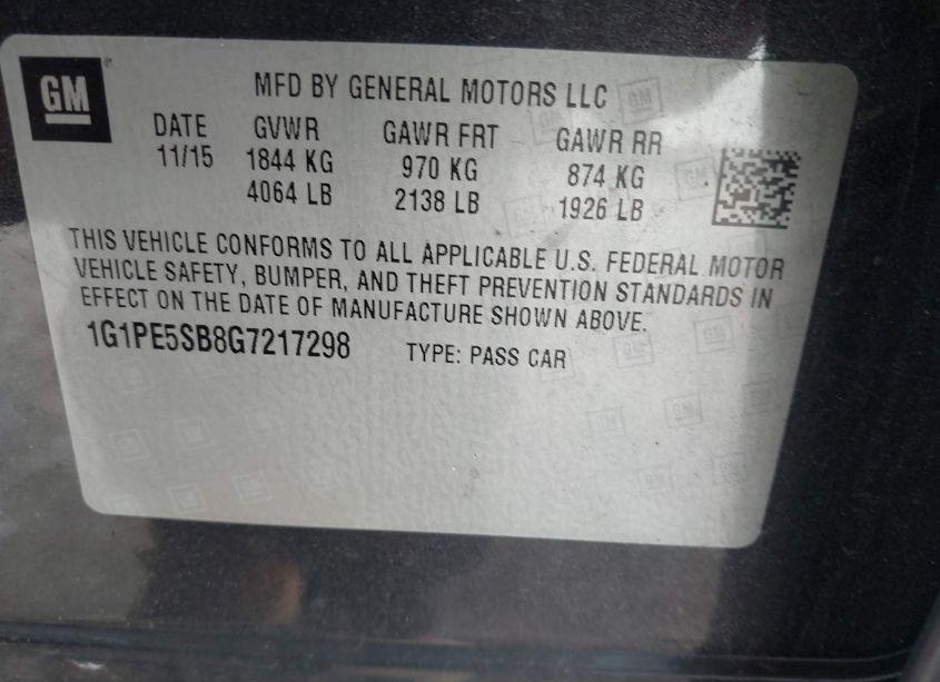 Photo 9 of 2016 Chevrolet Cruze LIMITED 1LT AUTO (VIN 1G1PE5SB8G7217298)