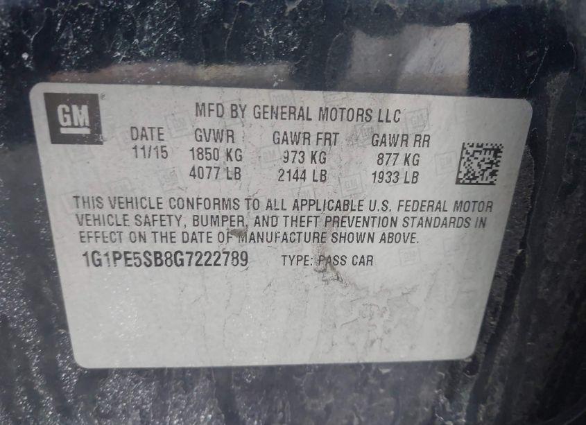 Photo 9 of 2016 Chevrolet Cruze LIMITED 1LT AUTO (VIN 1G1PE5SB8G7222789)