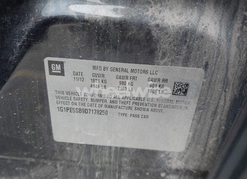 Photo 9 of 2013 Chevrolet Cruze 2LT AUTO (VIN 1G1PE5SB9D7178250)