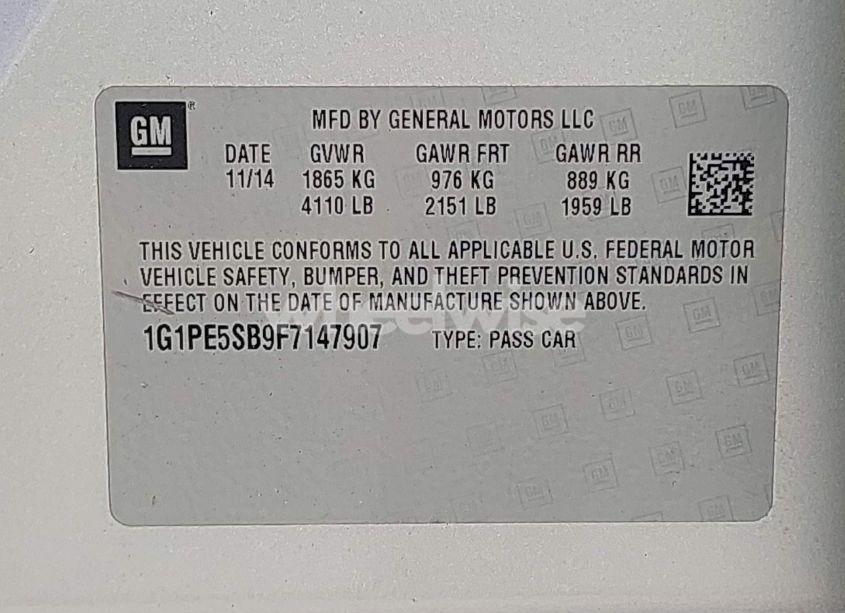 Photo 9 of 2015 Chevrolet Cruze 2LT AUTO (VIN 1G1PE5SB9F7147907)