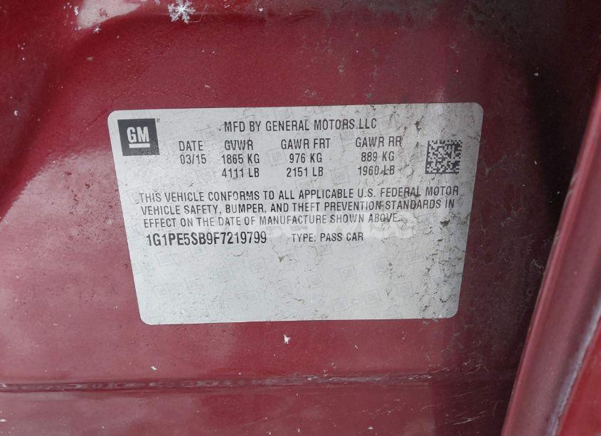 Photo 9 of 2015 Chevrolet Cruze 2LT AUTO (VIN 1G1PE5SB9F7219799)