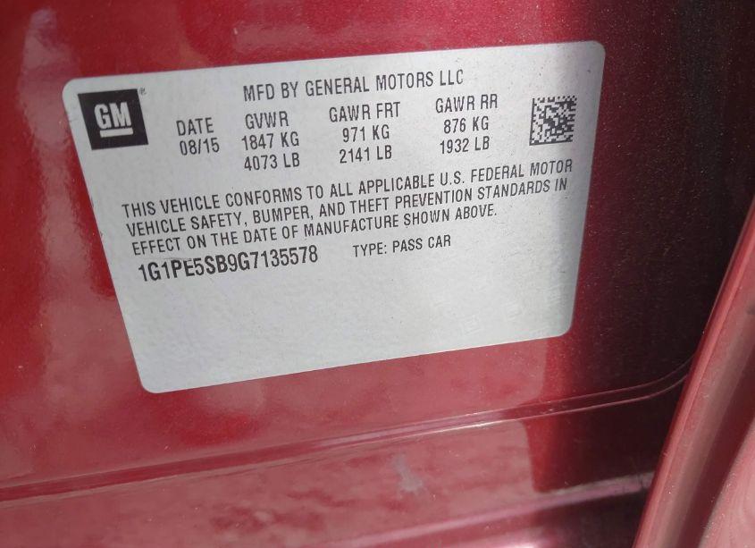 Photo 9 of 2016 Chevrolet Cruze LIMITED 1LT AUTO (VIN 1G1PE5SB9G7135578)