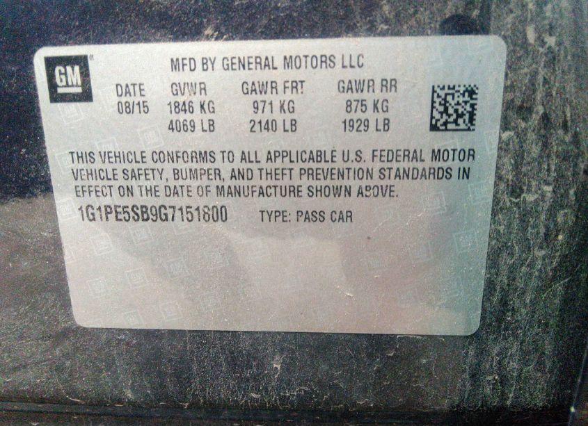Photo 9 of 2016 Chevrolet Cruze LIMITED 1LT AUTO (VIN 1G1PE5SB9G7151800)