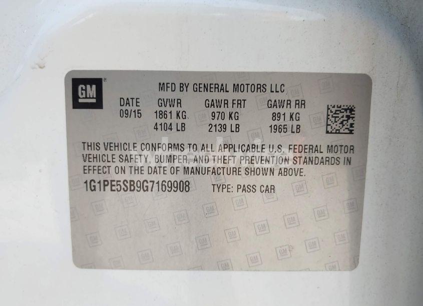 Photo 9 of 2016 Chevrolet Cruze LIMITED 1LT AUTO (VIN 1G1PE5SB9G7169908)