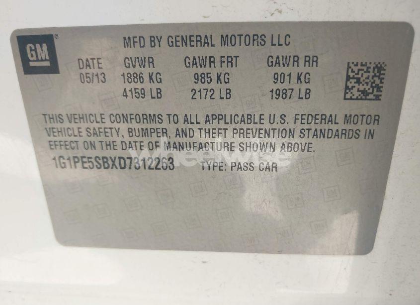 Photo 9 of 2013 Chevrolet Cruze 2LT AUTO (VIN 1G1PE5SBXD7312263)