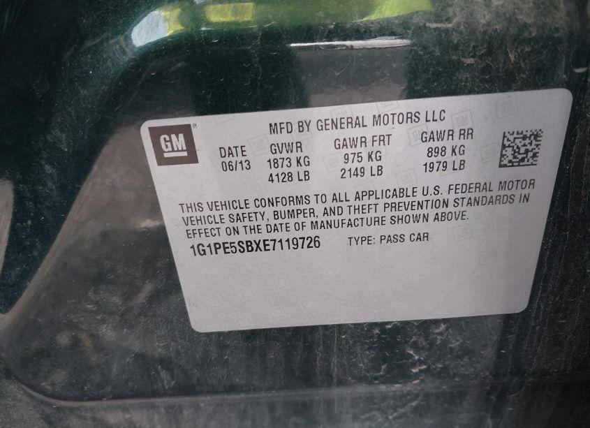 Photo 9 of 2014 Chevrolet Cruze 2LT AUTO (VIN 1G1PE5SBXE7119726)