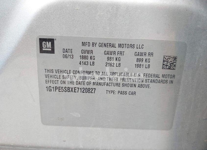 Photo 9 of 2014 Chevrolet Cruze 2LT AUTO (VIN 1G1PE5SBXE7120827)