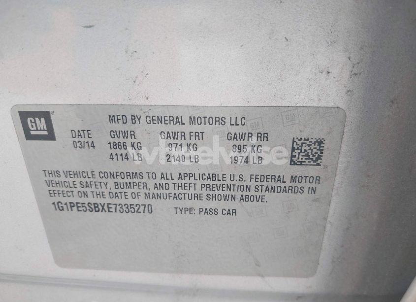 Photo 9 of 2014 Chevrolet Cruze 2LT AUTO (VIN 1G1PE5SBXE7335270)