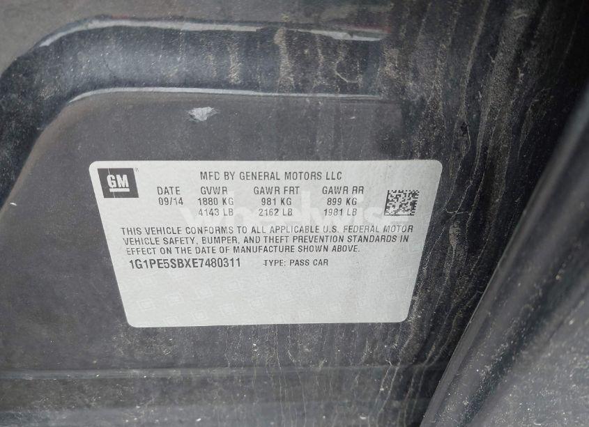 Photo 9 of 2014 Chevrolet Cruze 2LT AUTO (VIN 1G1PE5SBXE7480311)