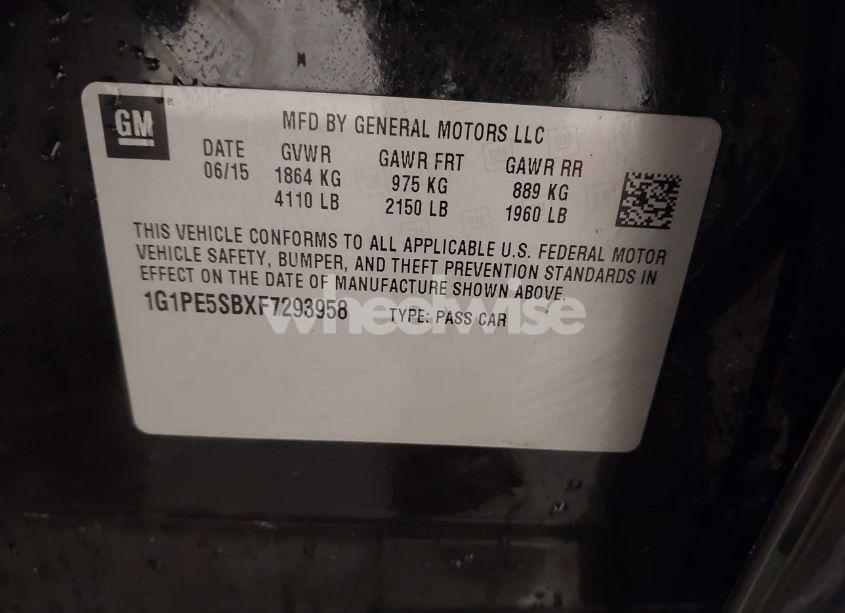 Photo 9 of 2015 Chevrolet Cruze 2LT AUTO (VIN 1G1PE5SBXF7293958)