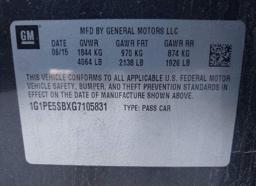 Photo 9 of 2016 Chevrolet Cruze LIMITED 1LT AUTO (VIN 1G1PE5SBXG7105831)