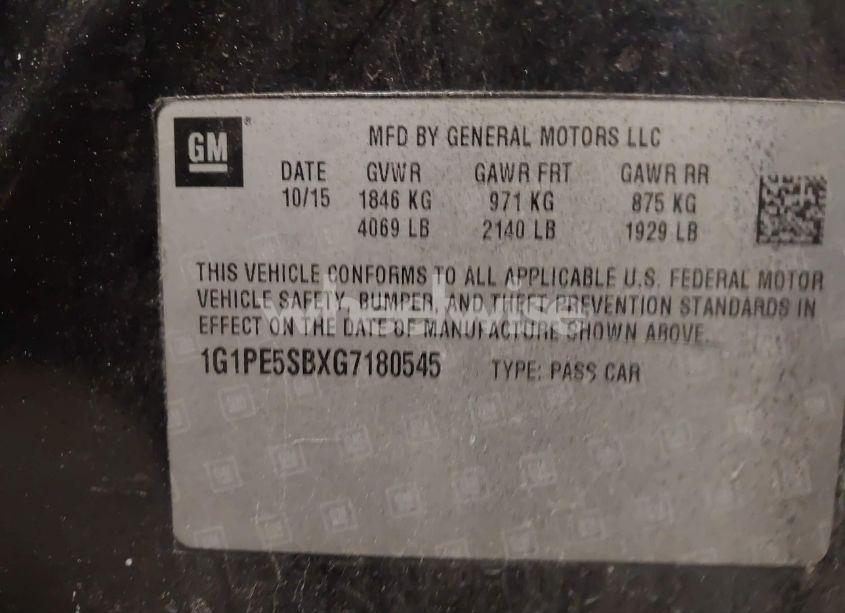 Photo 9 of 2016 Chevrolet Cruze LIMITED 1LT AUTO (VIN 1G1PE5SBXG7180545)