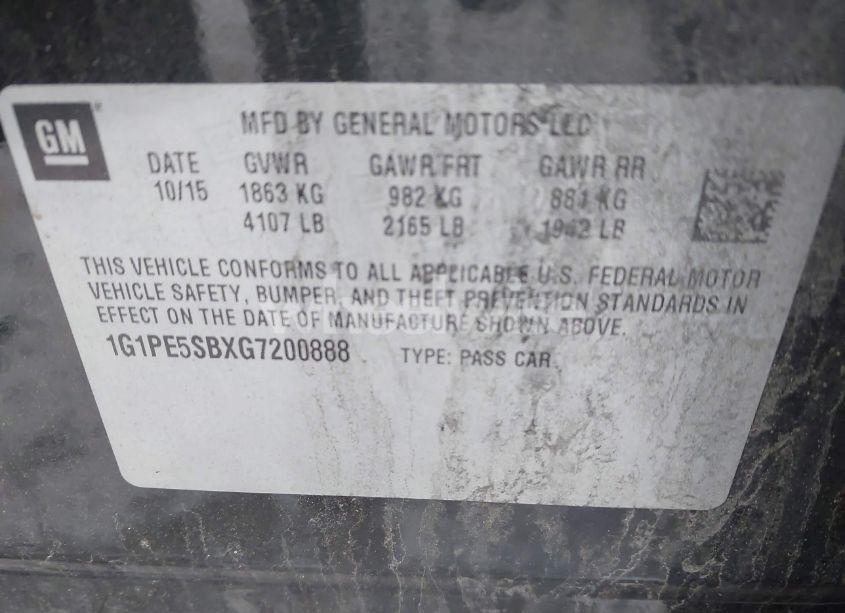 Photo 9 of 2016 Chevrolet Cruze LIMITED 1LT AUTO (VIN 1G1PE5SBXG7200888)