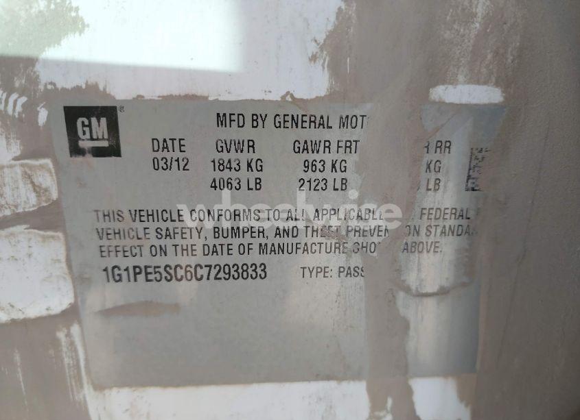 Photo 9 of 2012 Chevrolet Cruze LT (VIN 1G1PE5SC6C7293833)