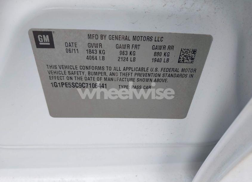 Photo 9 of 2012 Chevrolet Cruze LT (VIN 1G1PE5SC9C7106441)