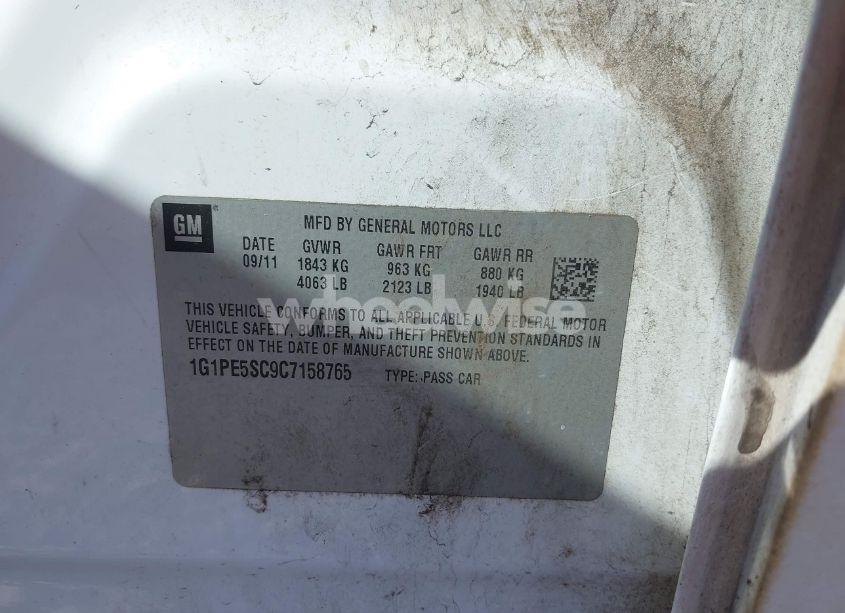 Photo 9 of 2012 Chevrolet Cruze LT (VIN 1G1PE5SC9C7158765)