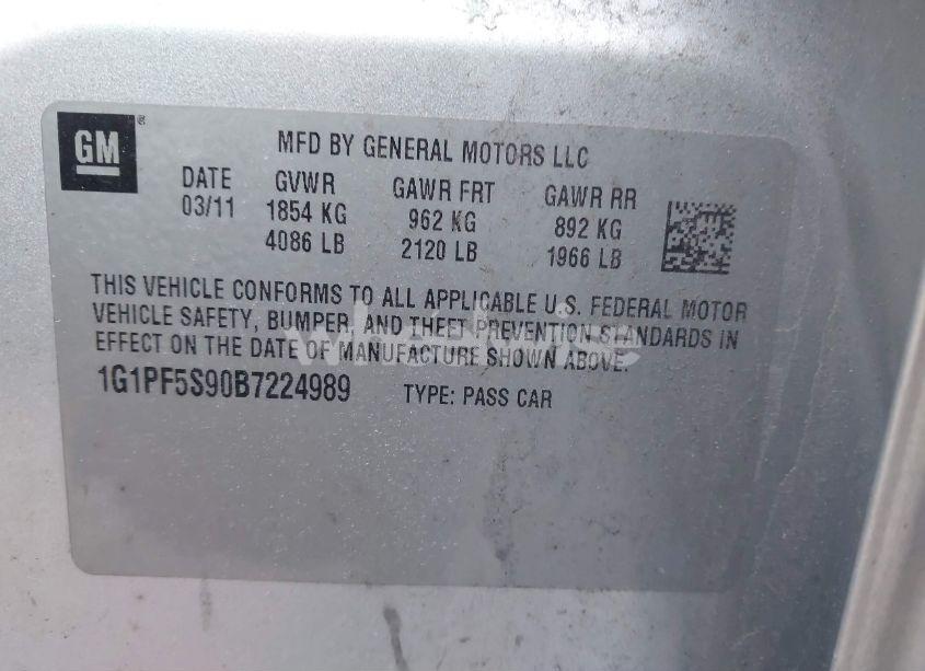 Photo 9 of 2011 Chevrolet Cruze 1LT (VIN 1G1PF5S90B7224989)