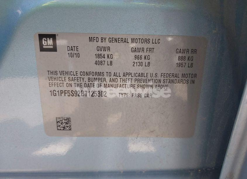 Photo 9 of 2011 Chevrolet Cruze 1LT (VIN 1G1PF5S92B7125302)