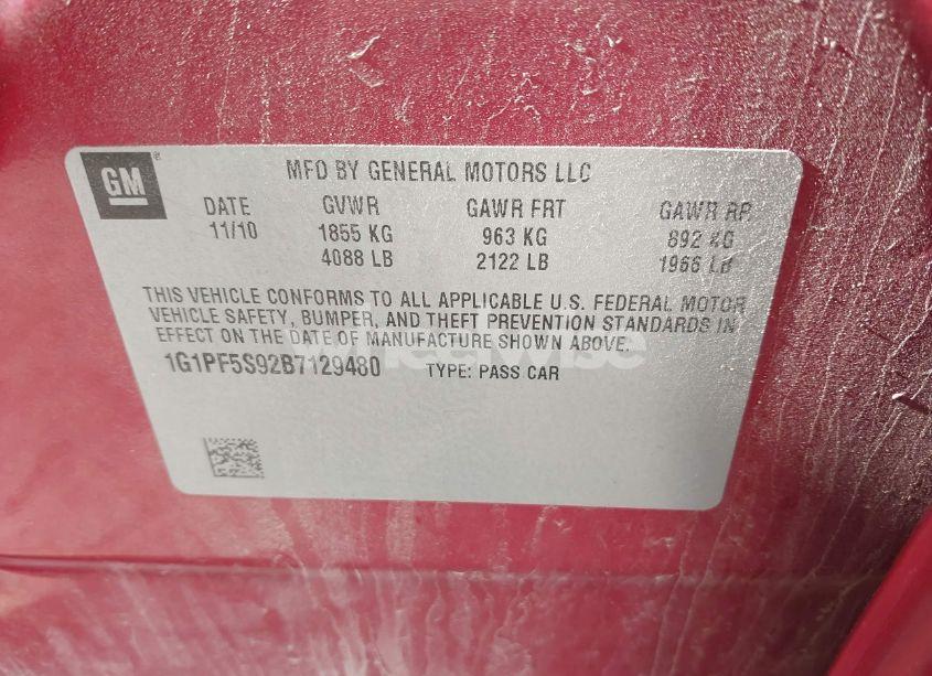 Photo 9 of 2011 Chevrolet Cruze 1LT (VIN 1G1PF5S92B7129480)