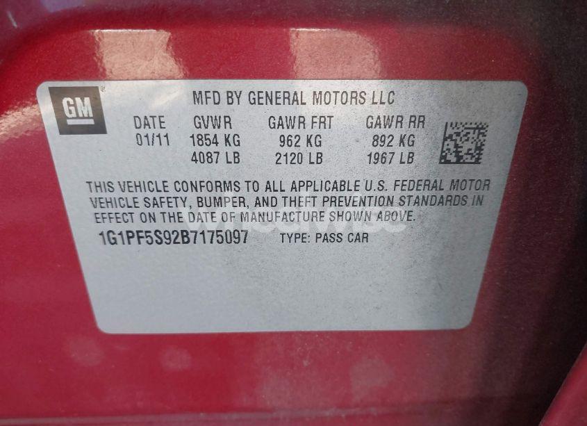 Photo 9 of 2011 Chevrolet Cruze 1LT (VIN 1G1PF5S92B7175097)