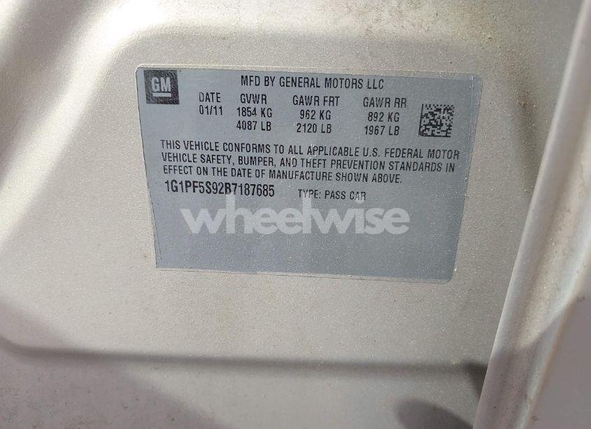 Photo 9 of 2011 Chevrolet Cruze 1LT (VIN 1G1PF5S92B7187685)