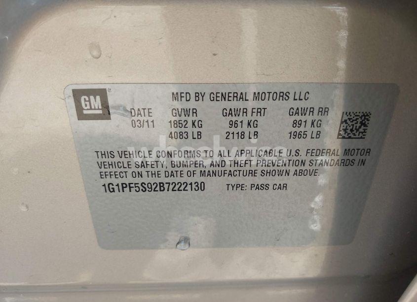 Photo 9 of 2011 Chevrolet Cruze 1LT (VIN 1G1PF5S92B7222130)