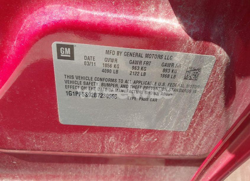 Photo 9 of 2011 Chevrolet Cruze 1LT (VIN 1G1PF5S92B7230566)